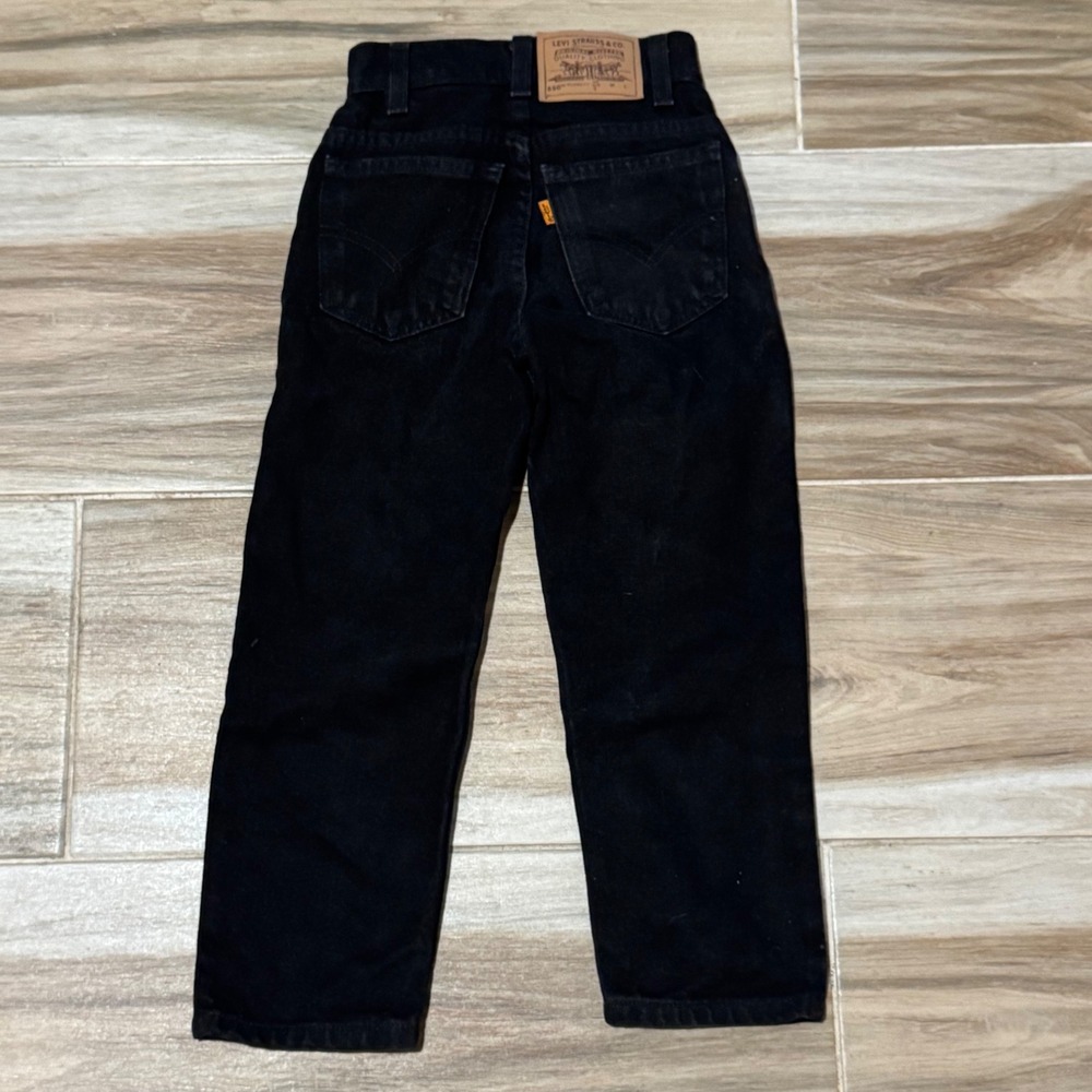 Vintage 90s Little Levis 550 Relaxed Fit Slim Black Orange Tab Jeans Kids Size 6 - Picture 3 of 8